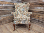 Parker Knoll Wingback Armchair Floral Upholstery Queen Anne Chair