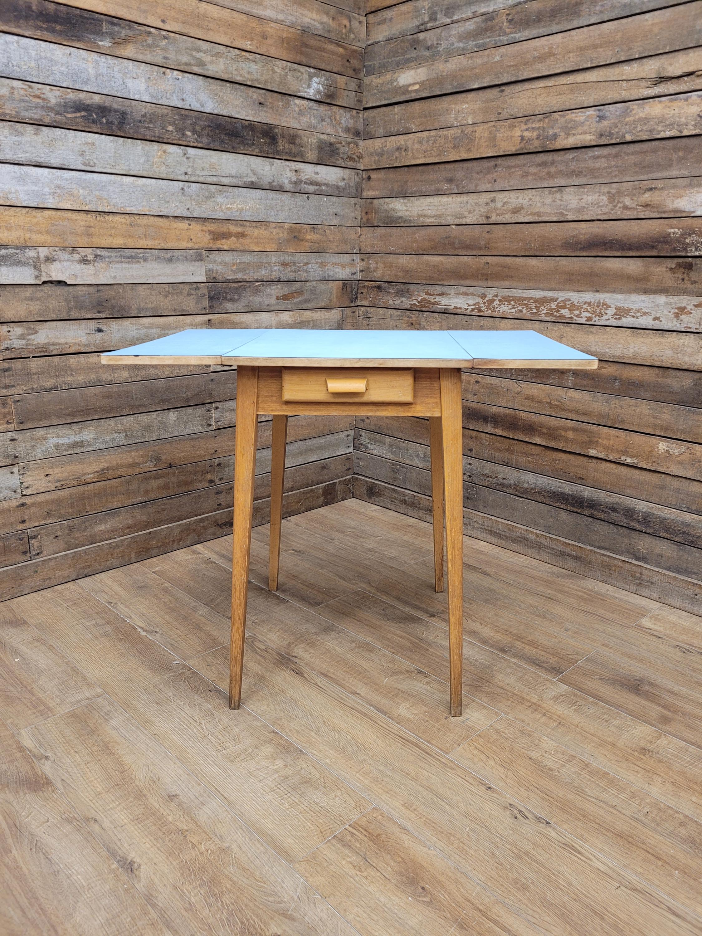 Formica Drop Leaf Table Drawer Mid Century Kitchen Table MCM