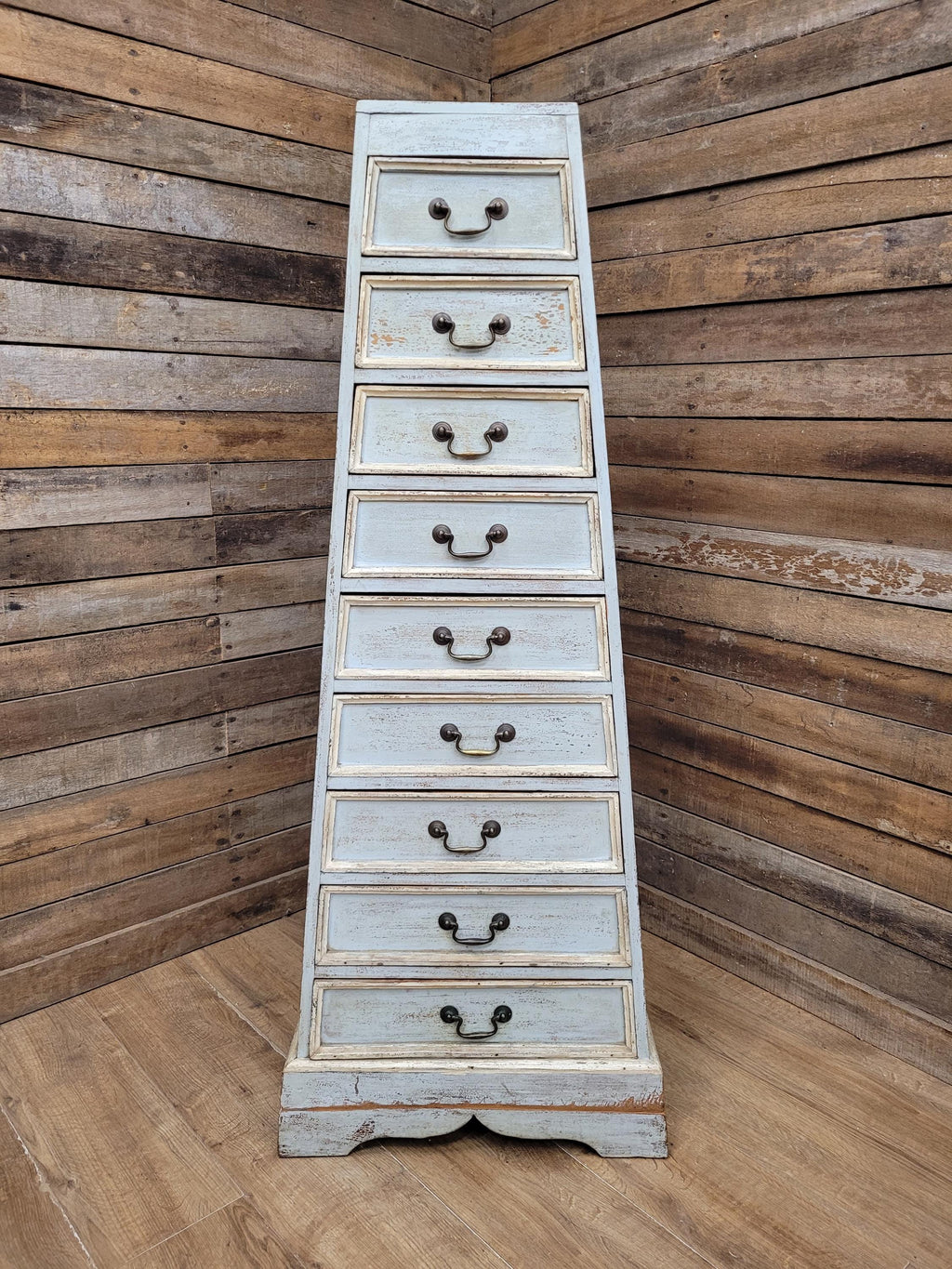 Tall Nine Drawer Painted Apothecary Style Chest Of Drawers Cabinet