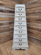 Tall Nine Drawer Painted Apothecary Style Chest Of Drawers Cabinet