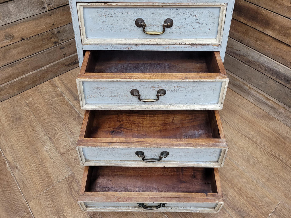 Tall Nine Drawer Painted Apothecary Style Chest Of Drawers Cabinet