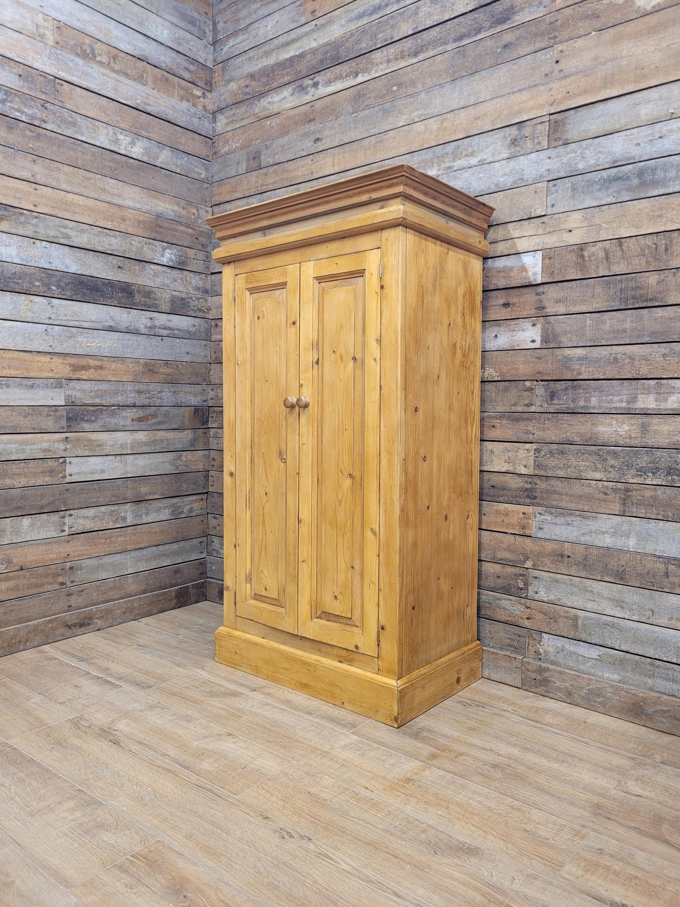 Pine Kitchen Pantry Cupboard Victorian Style Two Door Storage Cabinet