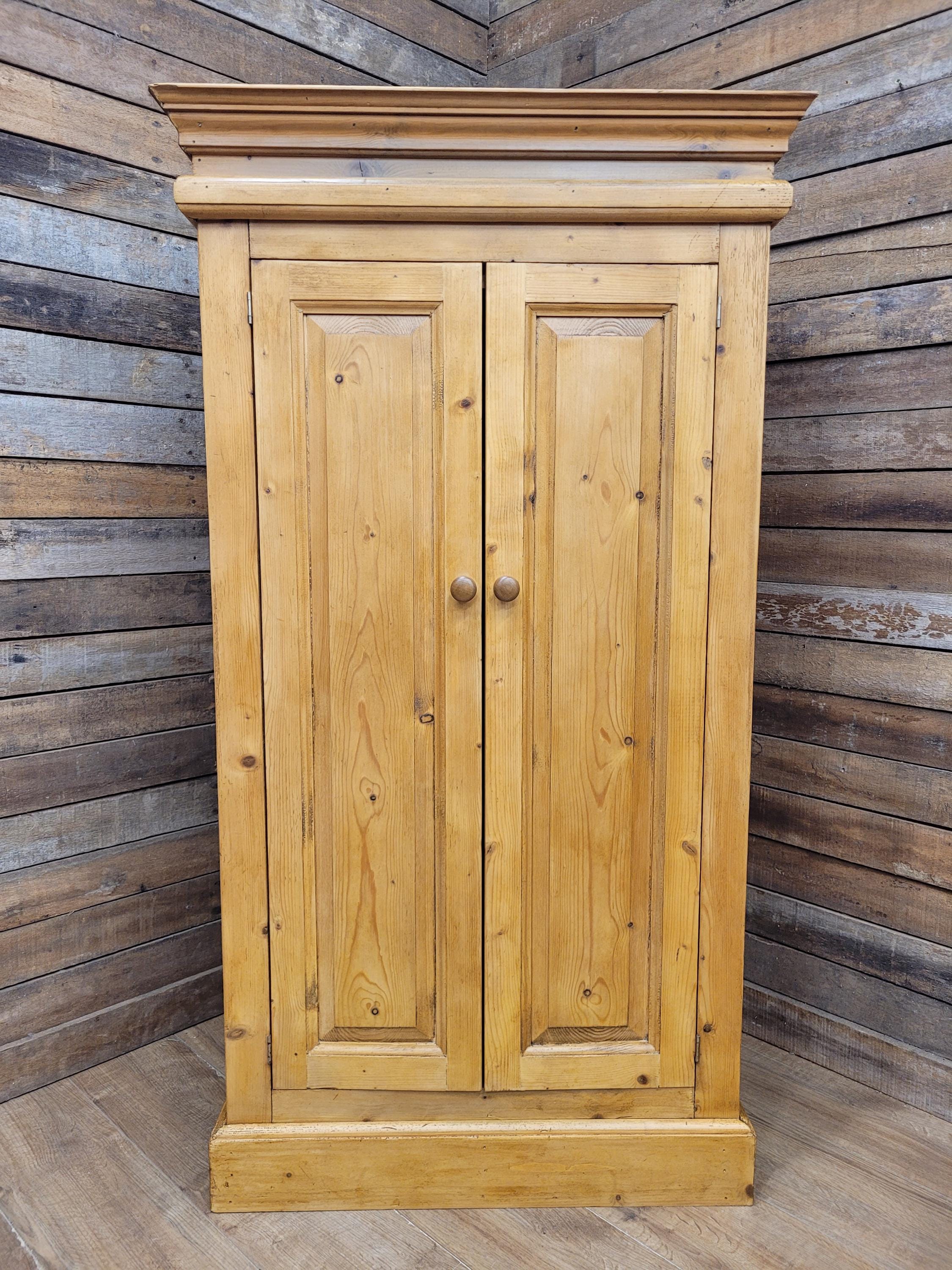Pine Kitchen Pantry Cupboard Victorian Style Two Door Storage Cabinet