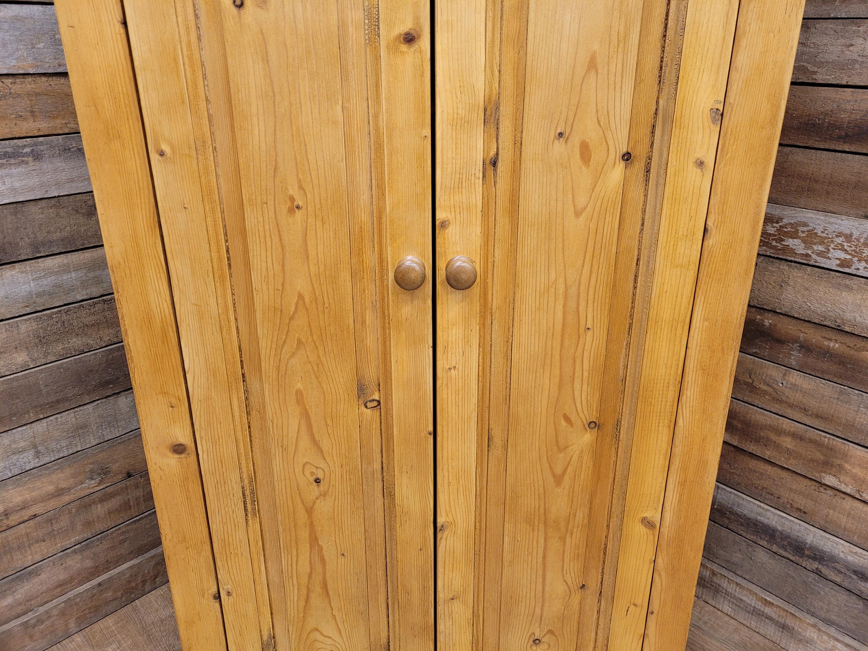 Pine Kitchen Pantry Cupboard Victorian Style Two Door Storage Cabinet