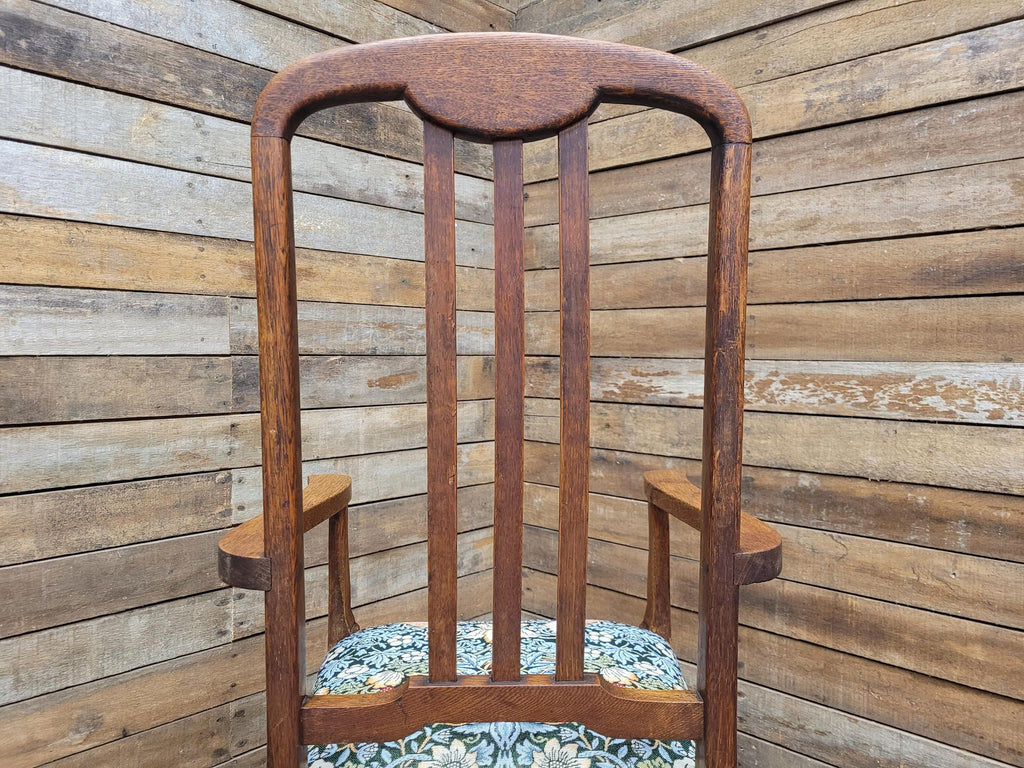Oak Armchair Arts And Crafts William Morris Strawberry Thief Upholstered