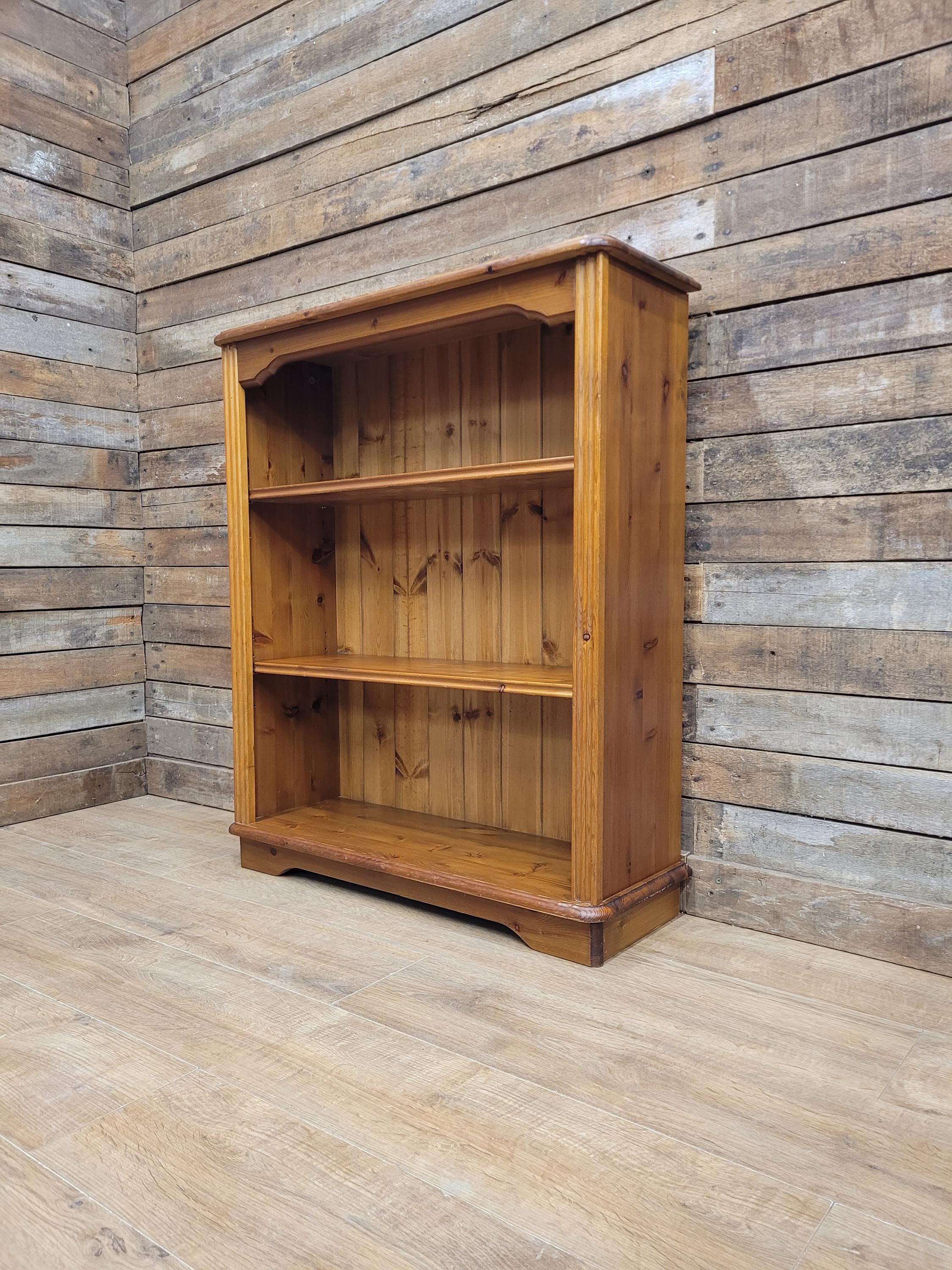Pine Bookcase Adjustable Shelves Country Style Open Display Cabinet