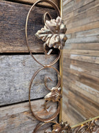 Metal Wall Mirror Vintage Arched Scrollwork Leaf Decorative