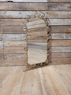 Metal Wall Mirror Vintage Arched Scrollwork Leaf Decorative