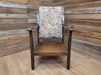 Oak Armchair Arts And Crafts Tapestry Upholstered Hall Chair