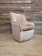 Richard Henry Tub Chair Velour Upholstered Fringe Armchair