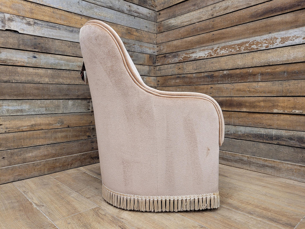 Richard Henry Tub Chair Velour Upholstered Fringe Armchair