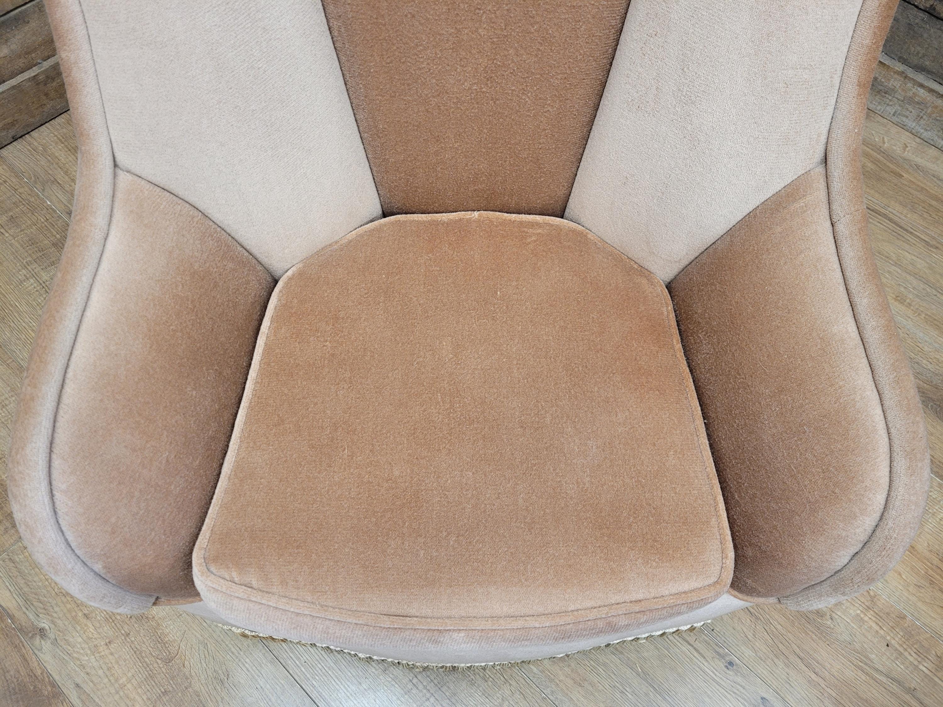 Richard Henry Tub Chair Velour Upholstered Fringe Armchair