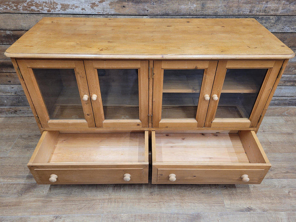 Pine Glazed Sideboard Cupboard Rustic Two Drawer Storage Cabinet