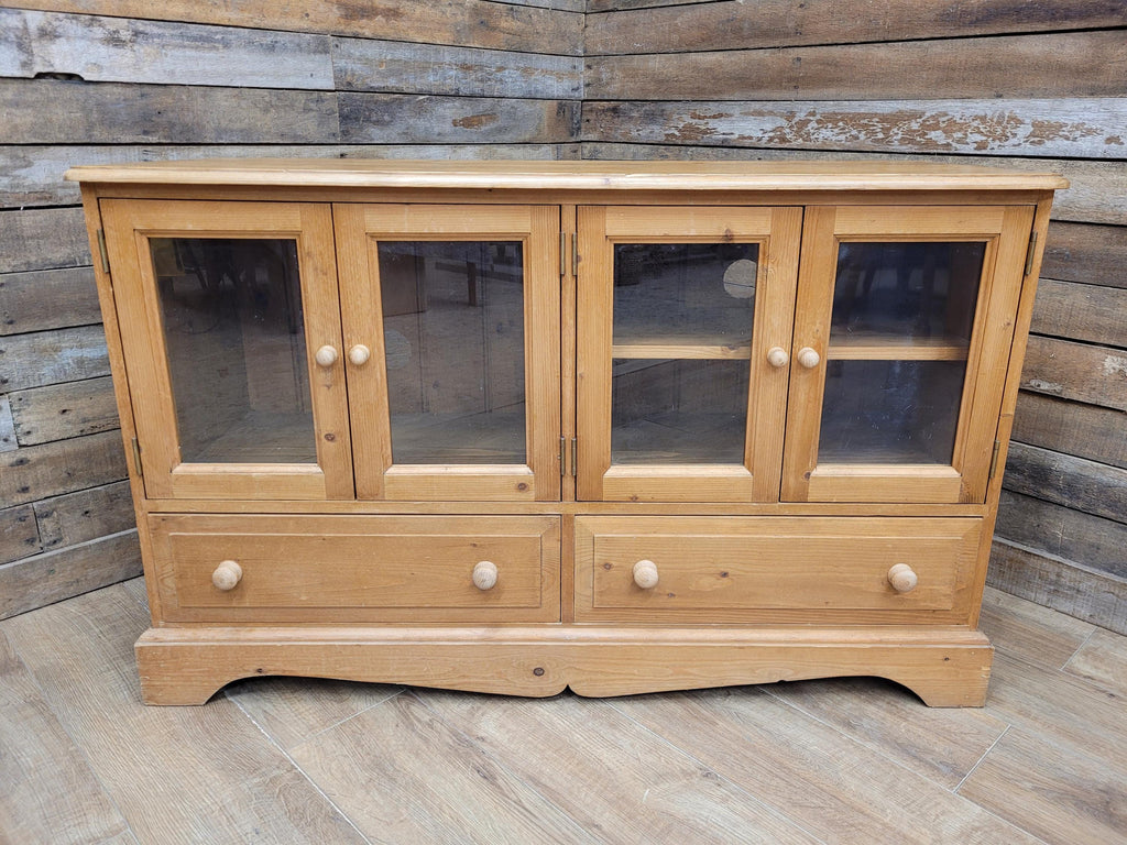 Pine Glazed Sideboard Cupboard Rustic Two Drawer Storage Cabinet