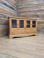 Pine Glazed Sideboard Cupboard Rustic Two Drawer Storage Cabinet
