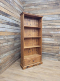 Pine Bookcase Country Style Four Tier With Drawer Three Fixed Shelves