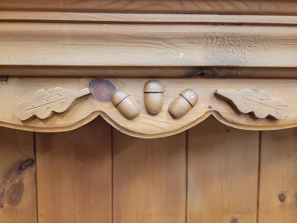 Pine Wall Shelf Country Style Carved Two Tier Display Plate Rack