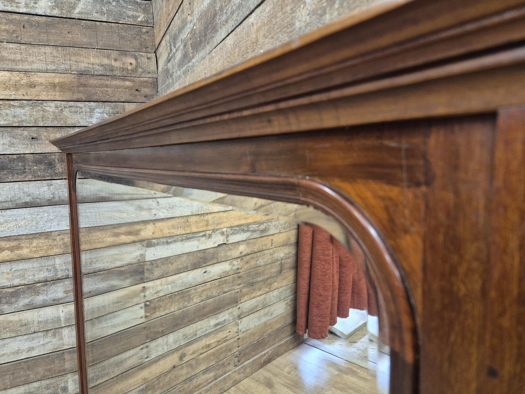 Mahogany Overmantel Mirror Edwardian Fluted Large Wall Hanging