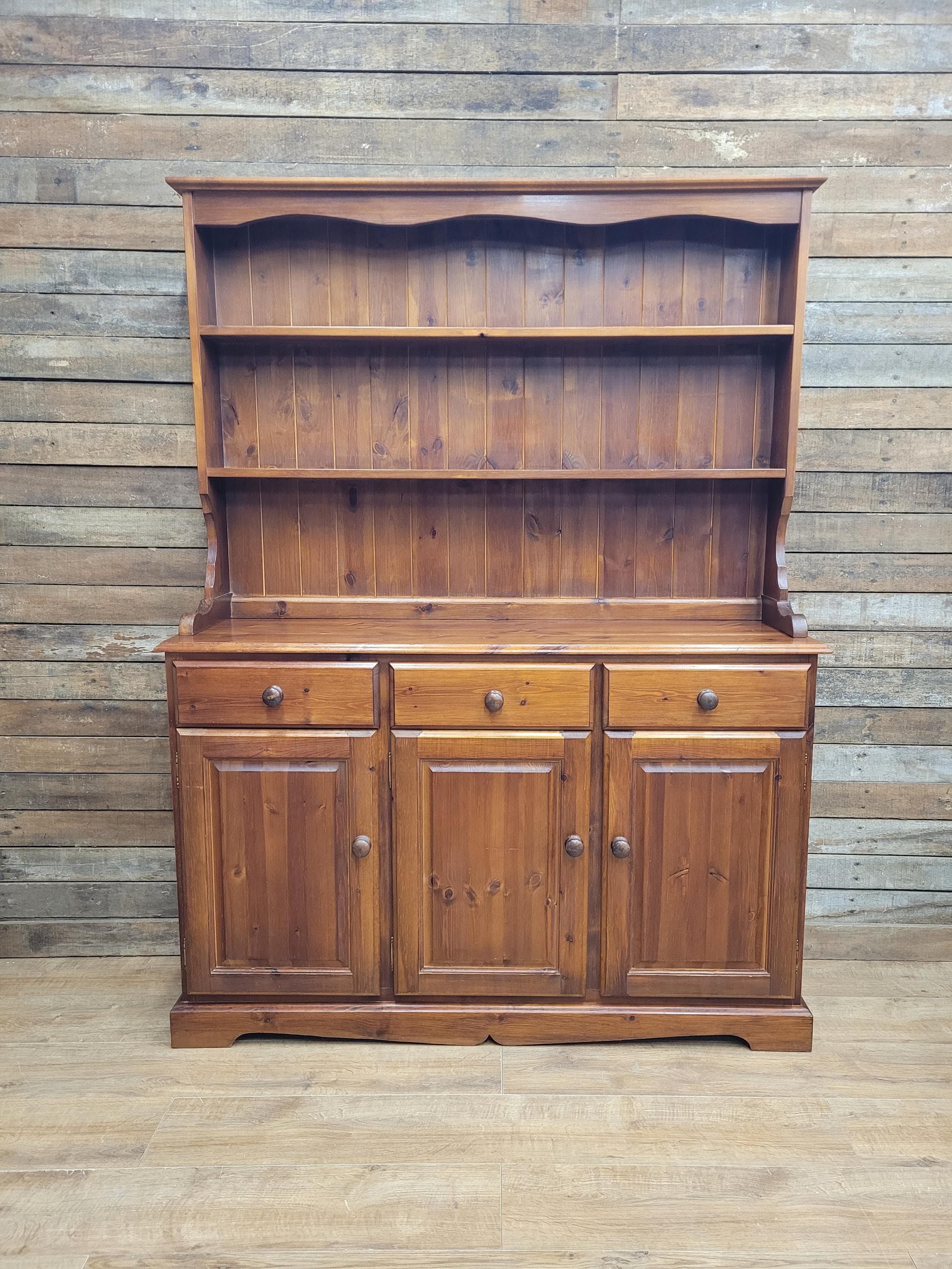 Pine Dresser Country Style Three Door Three Drawer Kitchen Cabinet