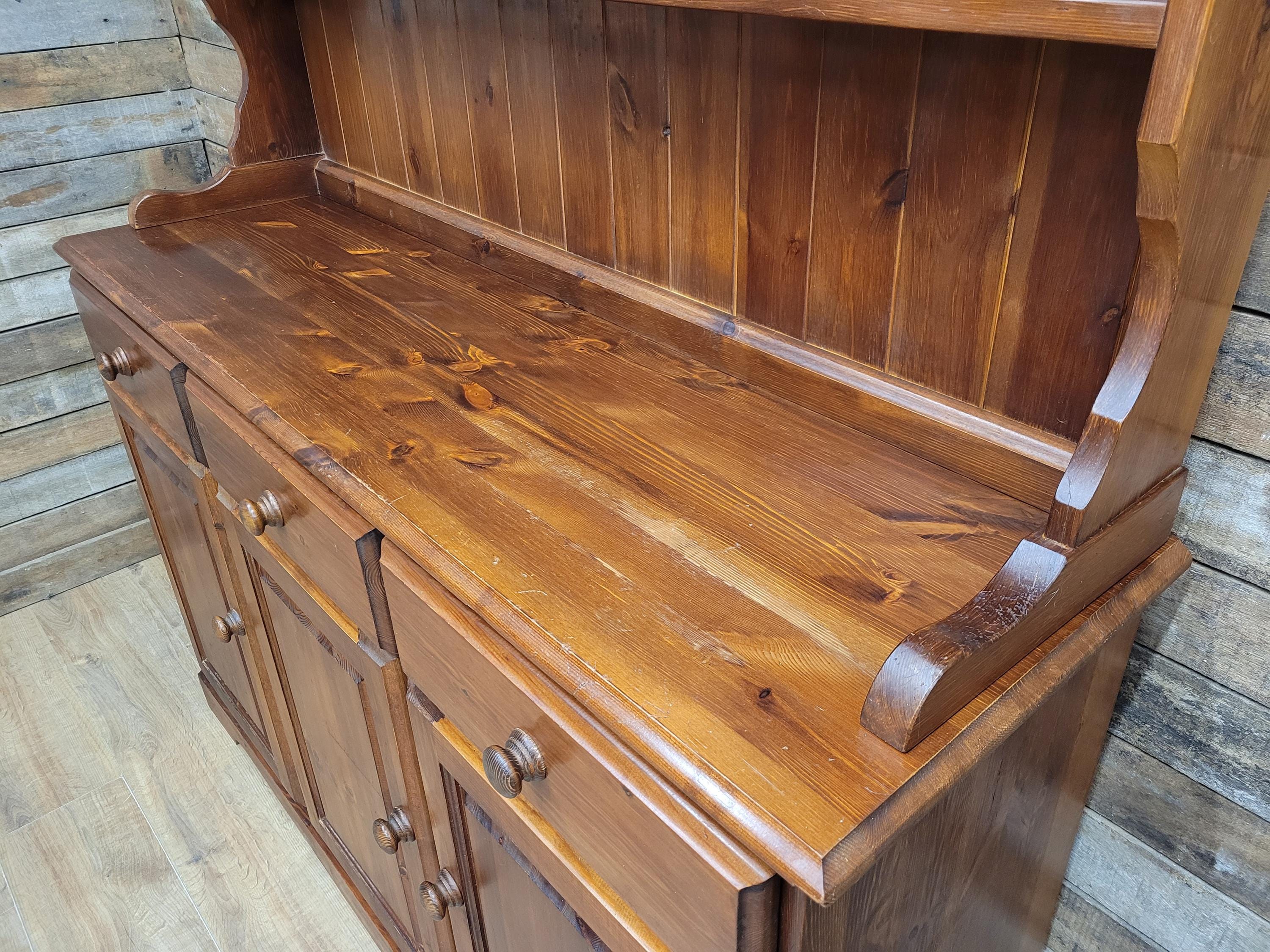 Pine Dresser Country Style Three Door Three Drawer Kitchen Cabinet