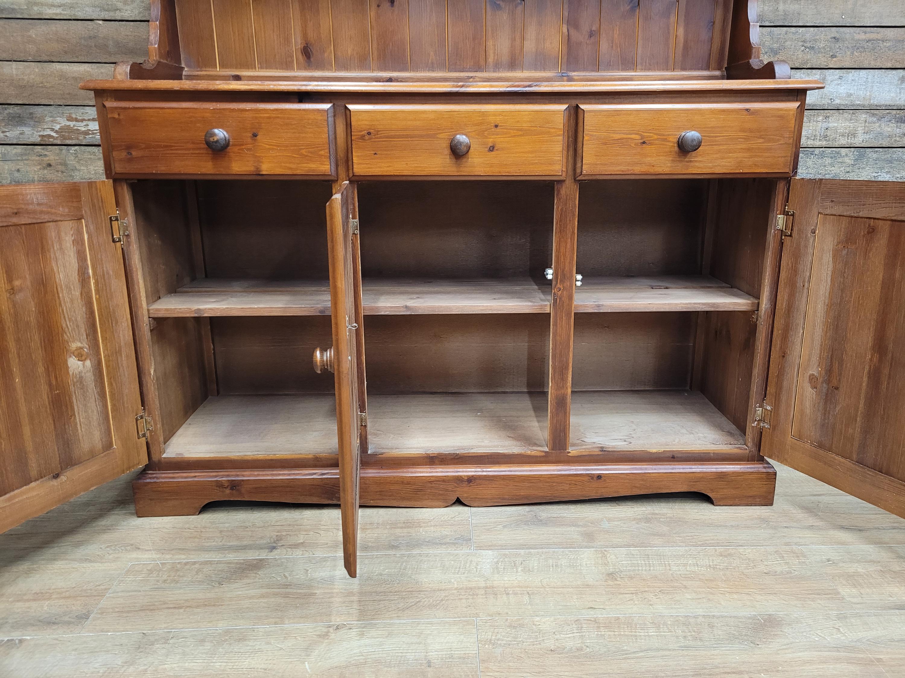 Pine Dresser Country Style Three Door Three Drawer Kitchen Cabinet