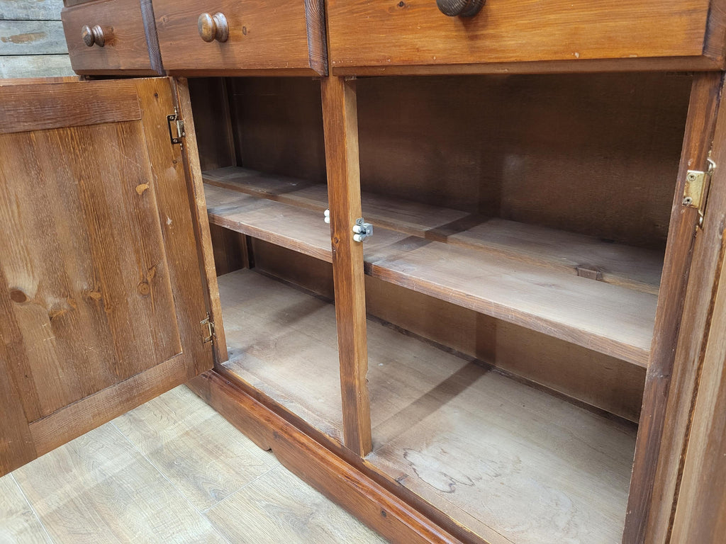 Pine Dresser Country Style Three Door Three Drawer Kitchen Cabinet