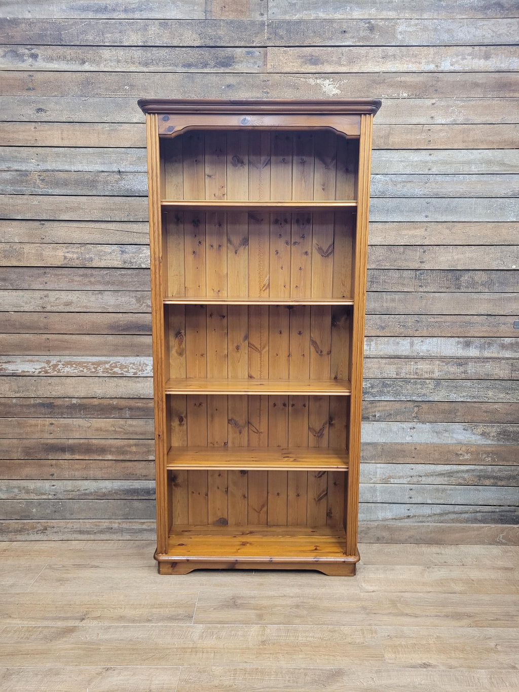 Pine Bookcase Country Style Open Adjustable Shelves Display Cabinet