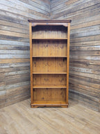 Pine Bookcase Country Style Open Adjustable Shelves Display Cabinet