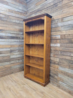 Pine Bookcase Country Style Open Adjustable Shelves Display Cabinet