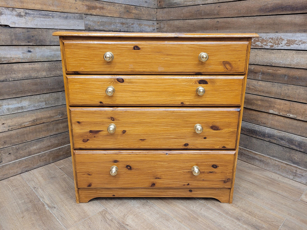 Painted Pine Effect Chest Of Drawers Country Style Four Drawer Storage