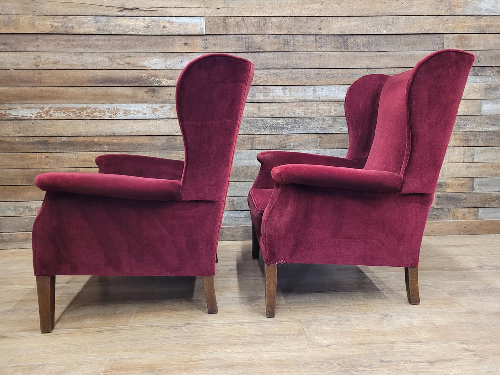 Parker Knoll Armchairs Velvet Wingback Pair PK711 Burgundy - Project