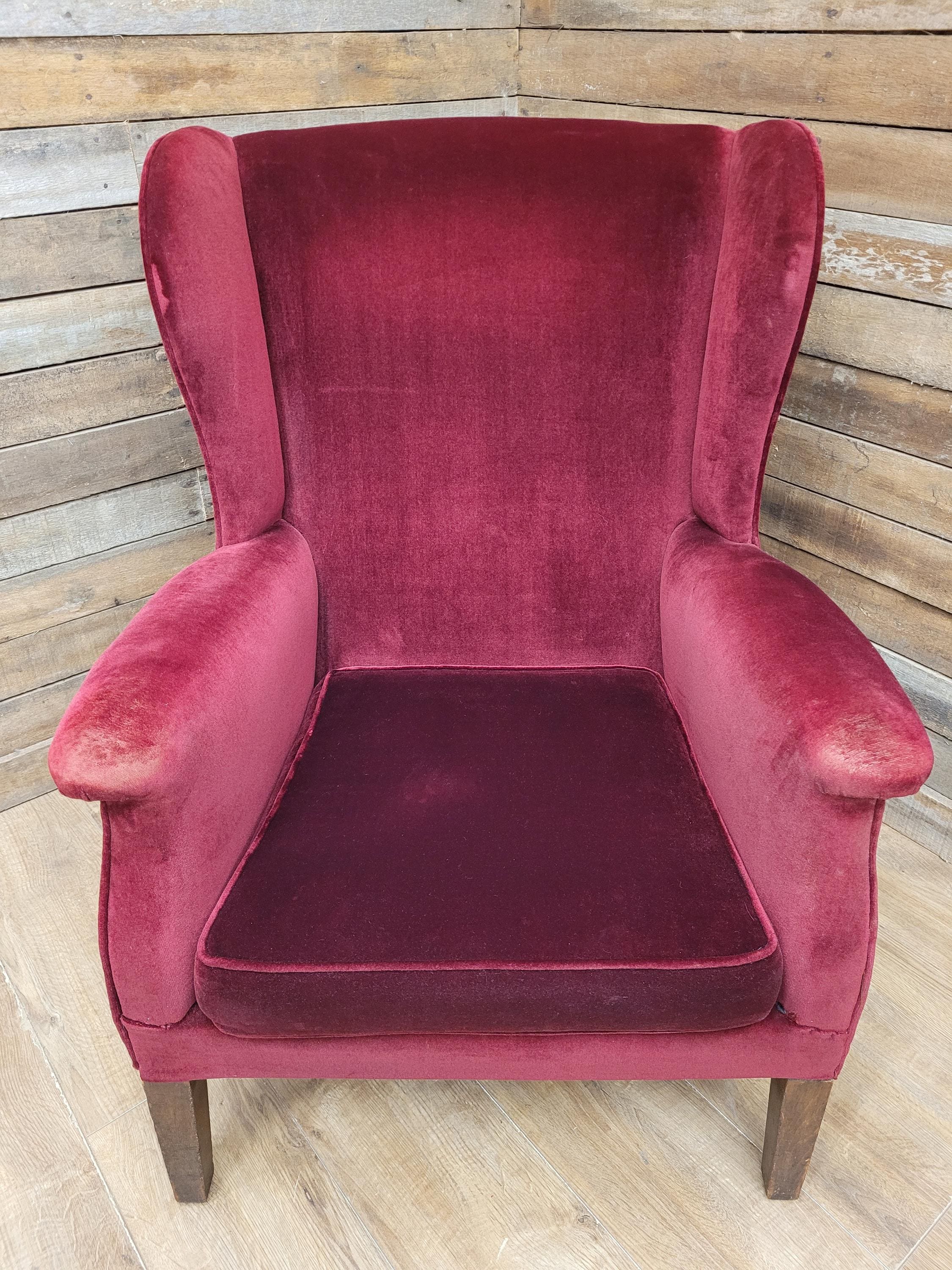 Parker Knoll Armchairs Velvet Wingback Pair PK711 Burgundy - Project