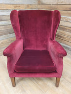 Parker Knoll Armchairs Velvet Wingback Pair PK711 Burgundy - Project