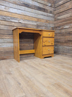 Pine Pedestal Desk Traditional Three Drawer Writing Table