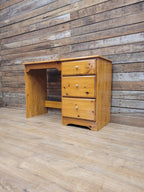 Pine Pedestal Desk Traditional Three Drawer Writing Table