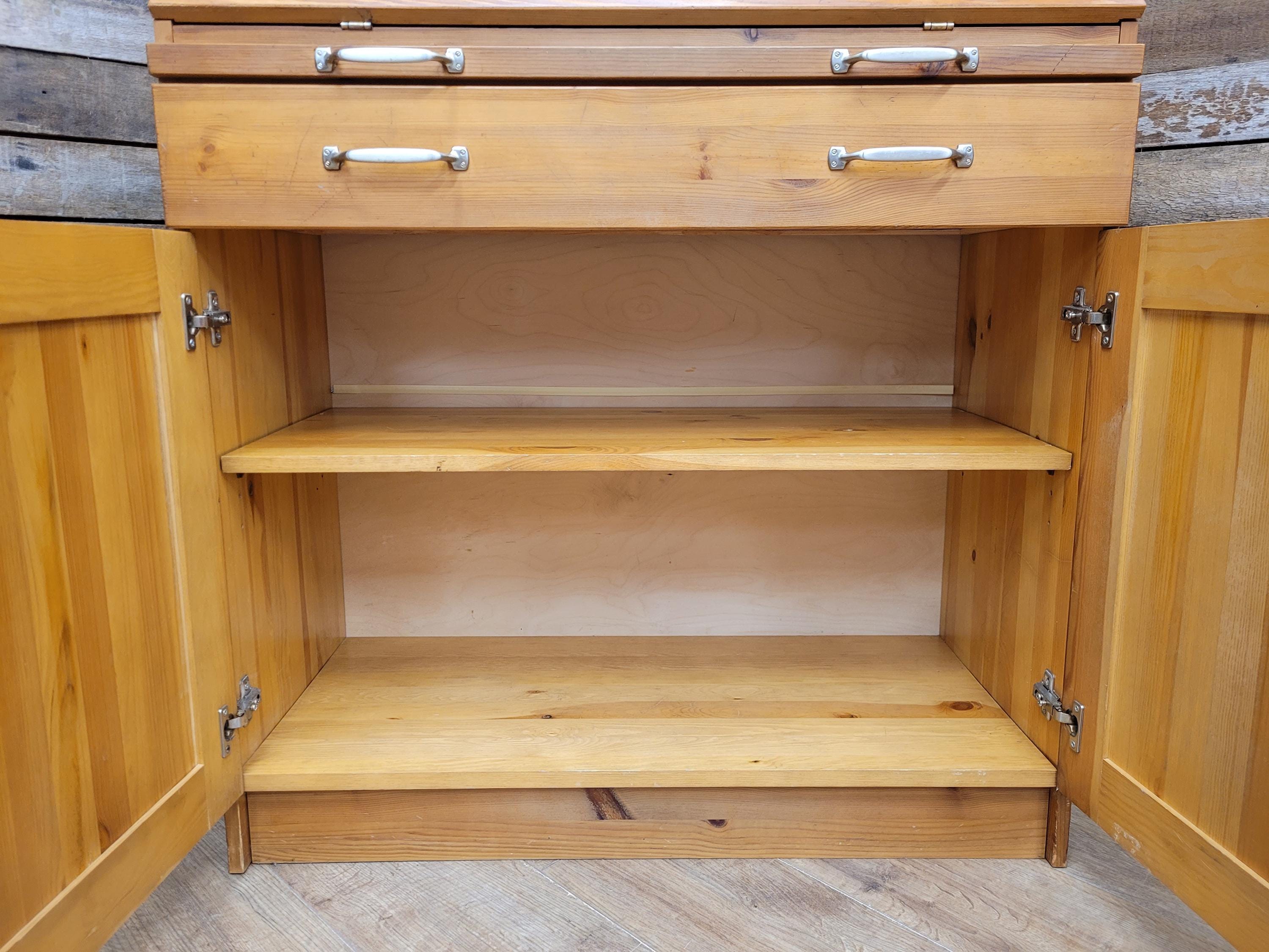 Pine Bureau Writing Desk Country Style Fall Front Storage Cabinet