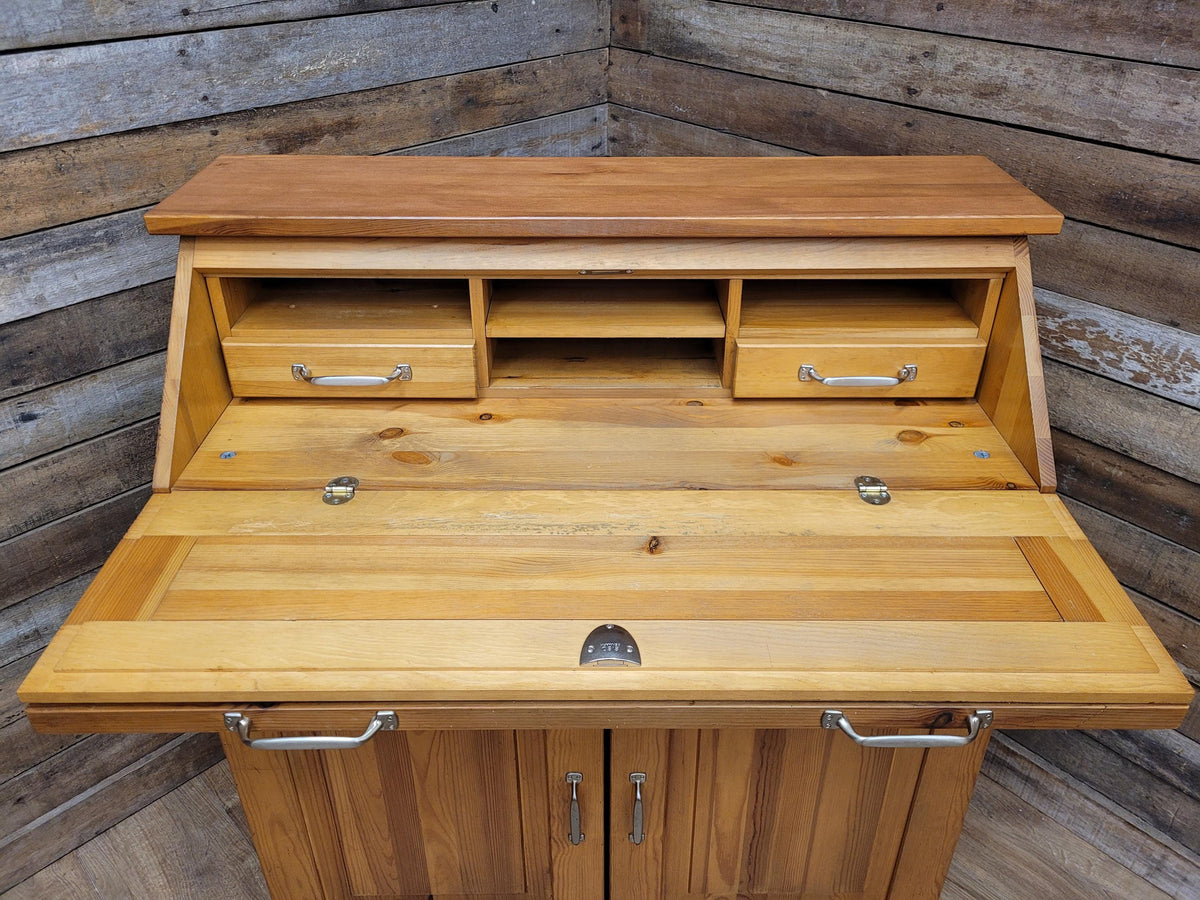 Pine Bureau Writing Desk Country Style Fall Front Storage Cabinet