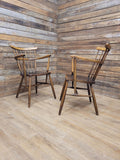 Pair Windsor Elm Beech Spindle Back Horseshoe Country Armchairs