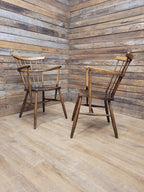 Pair Windsor Elm Beech Spindle Back Horseshoe Country Armchairs