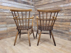 Pair Windsor Elm Beech Spindle Back Horseshoe Country Armchairs