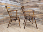 Pair Windsor Elm Beech Spindle Back Horseshoe Country Armchairs
