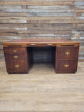 Partner Pedestal Desk Mahogany Edwardian Leather Top Twin Pedestal