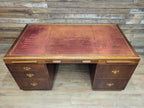 Partner Pedestal Desk Mahogany Edwardian Leather Top Twin Pedestal