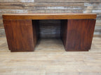 Partner Pedestal Desk Mahogany Edwardian Leather Top Twin Pedestal