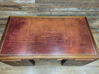 Partner Pedestal Desk Mahogany Edwardian Leather Top Twin Pedestal