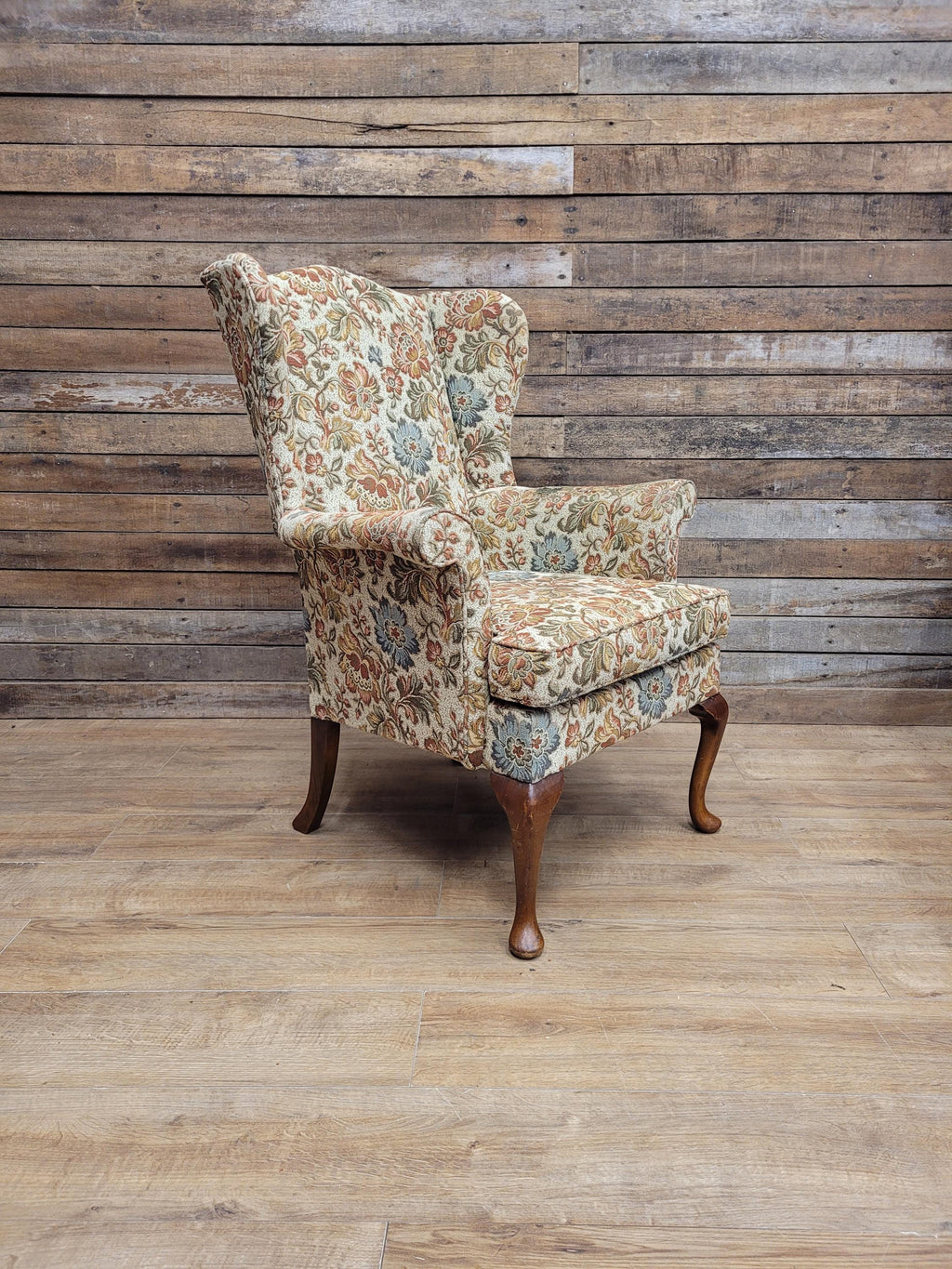 Parker Knoll Wingback Armchair Floral Upholstery Queen Anne Chair
