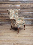 Parker Knoll Wingback Armchair Floral Upholstery Queen Anne Chair