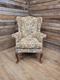 Parker Knoll Wingback Armchair Floral Upholstery Queen Anne Chair