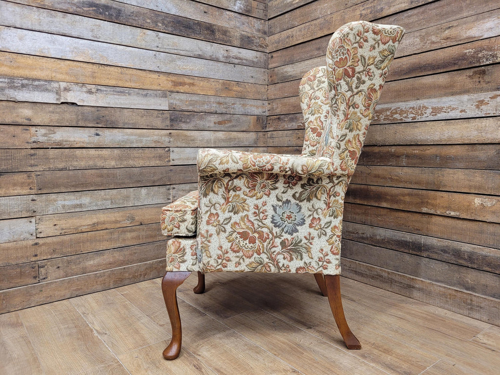 Parker Knoll Wingback Armchair Floral Upholstery Queen Anne Chair