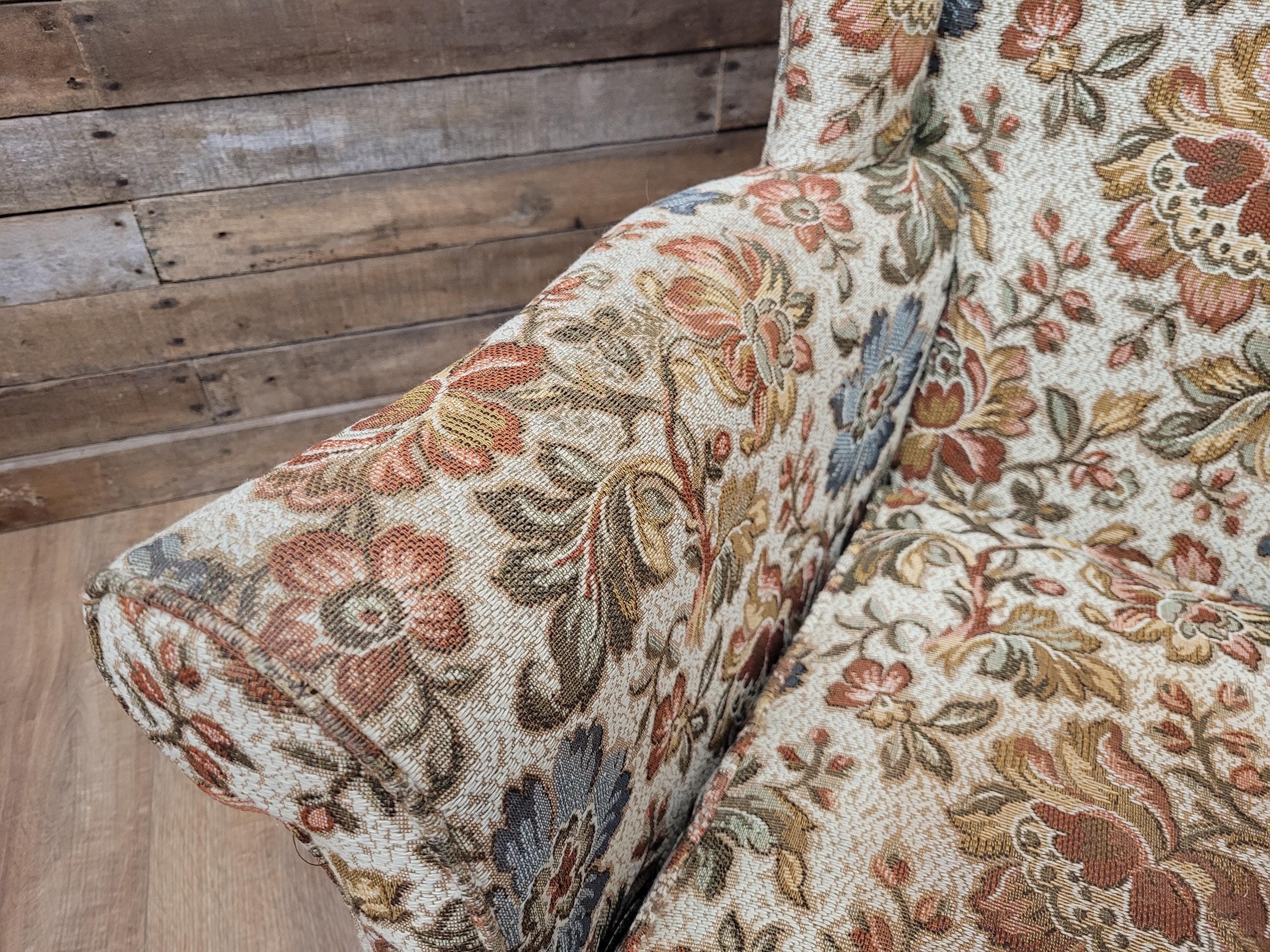 Parker Knoll Wingback Armchair Floral Upholstery Queen Anne Chair